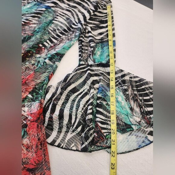 Dor Dor Couture Women's Floral & Zebra Print Sheer Cover-Up Summer Top, sz SM - Picture 7 of 8
